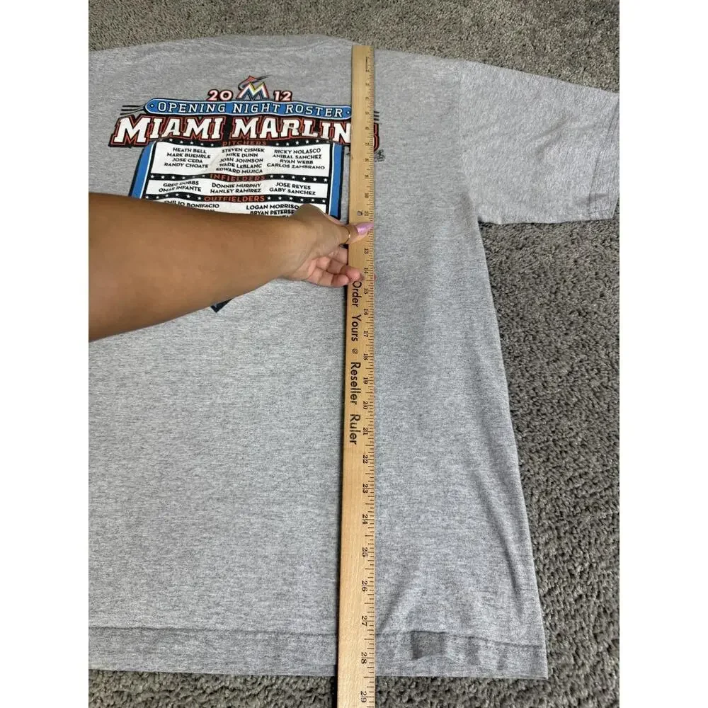 Miami Marlins Shirt Mens XL Gray MLB Baseball Majestic Opening Night 2012